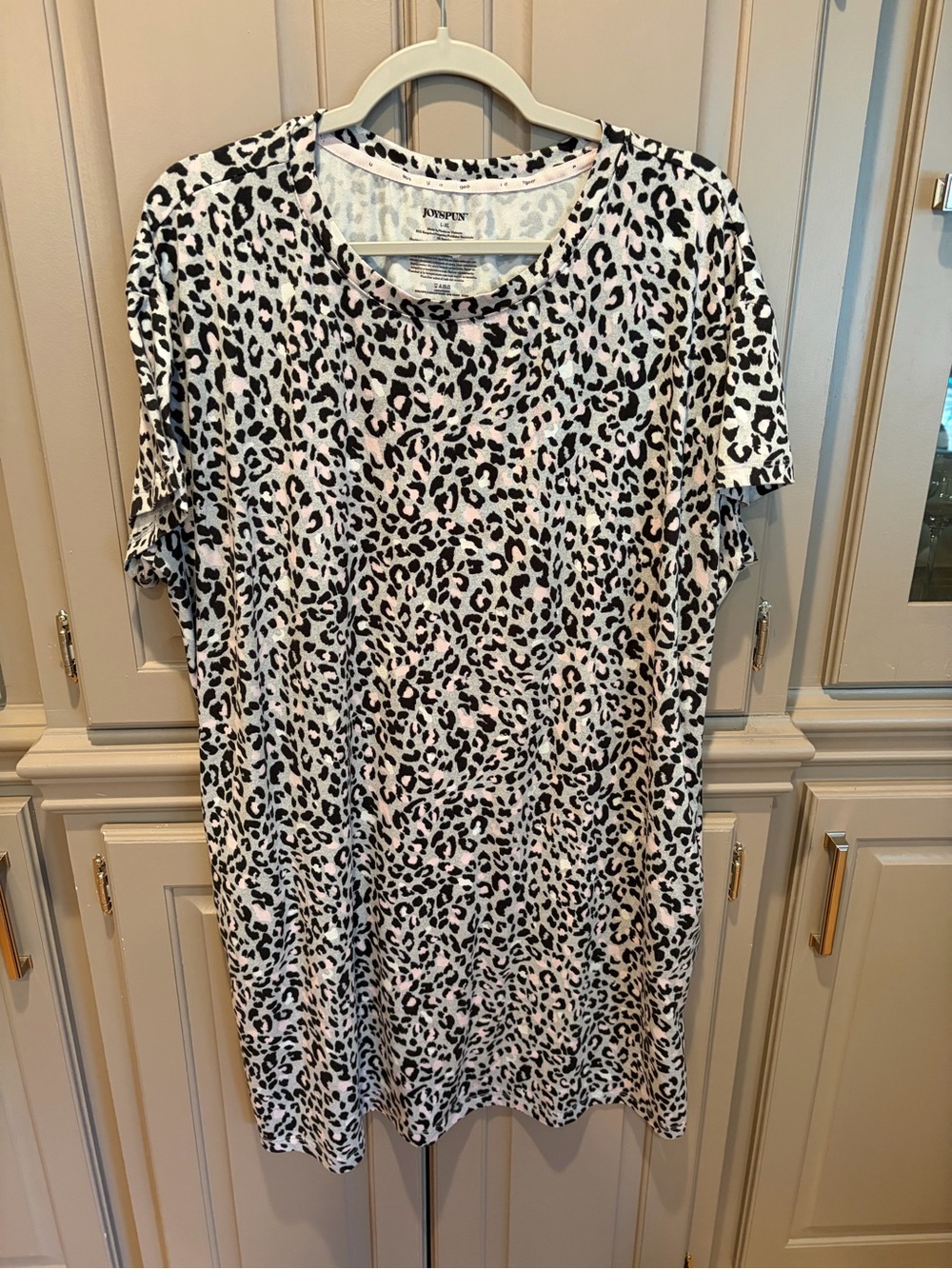 Joyspun Pink Leopard Print Short Sleeve Nightshirt